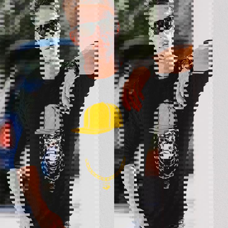 ヒップホップ ゴリラ ラッパー 長袖Tシャツ 彼への贈り物