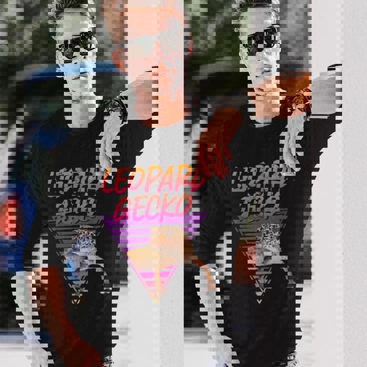 ヒョウ ヤモリ 80'Saporwave 長袖Tシャツ 彼への贈り物