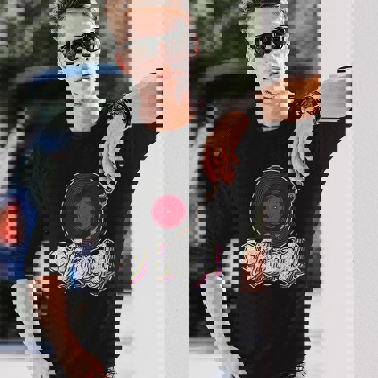 ビニールレコードプレーヤー I ターンテーブルプレーヤー I レトロ音楽 長袖Tシャツ 彼への贈り物