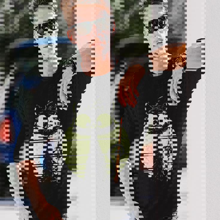 ビリヤード プール スヌーカー ビリヤードを持つ猫 かわいい子猫 長袖Tシャツ 彼への贈り物