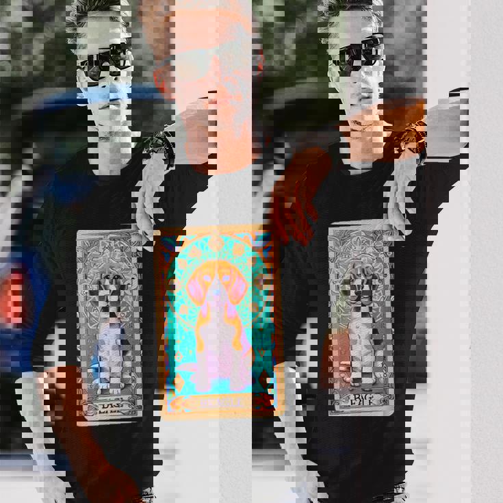 ビーグル 面白いtシャツ 犬 タロット カード かわいい メンズ 子供 おもしろ 服 グッズ ネタ 長袖Tシャツ 彼への贈り物