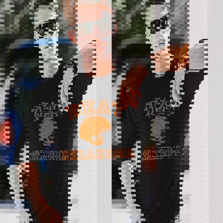 ビートオクラホマ カレッジフットボールtシャツ 長袖Tシャツ 彼への贈り物