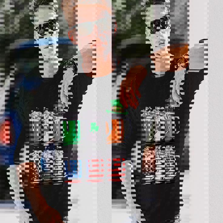 ビール聖パトリックデー メンズ アイルランドのアメリカ国旗 ドリンクマグ 長袖Tシャツ 彼への贈り物