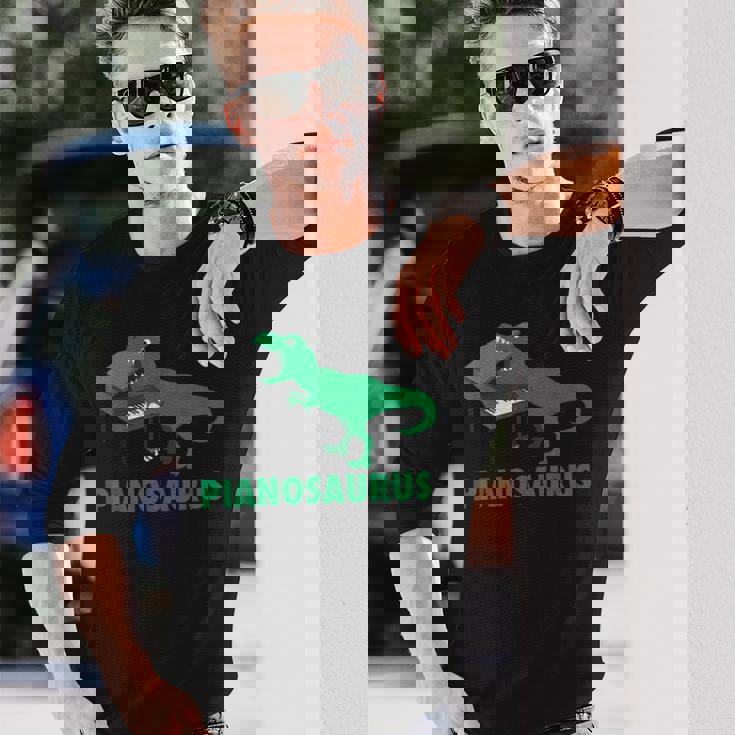 ピアノサウルス ピアノ 恐竜 パーカッション音楽 面白いギフト 長袖Tシャツ 彼への贈り物