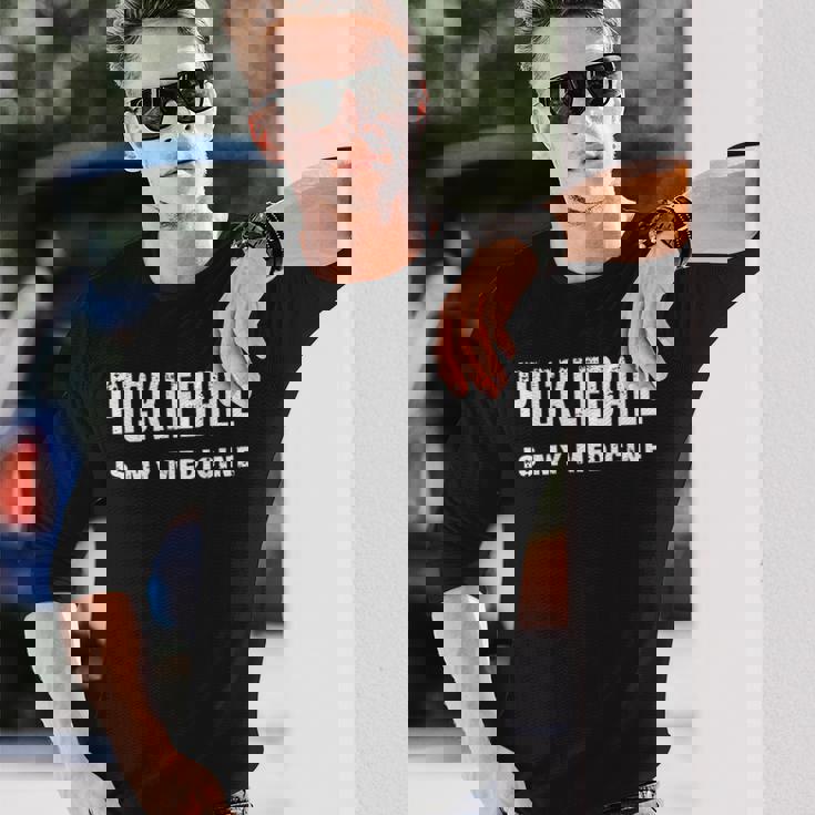 ピックルボールは私の薬 面白いピックルボール 長袖Tシャツ 彼への贈り物