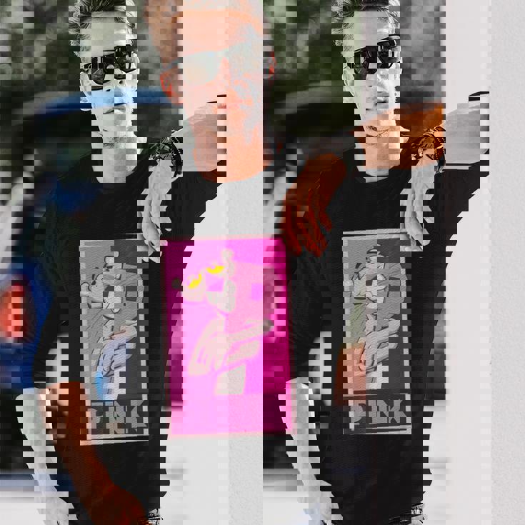 ピンクパンサー 「P」の文字を抱く 長袖Tシャツ 彼への贈り物