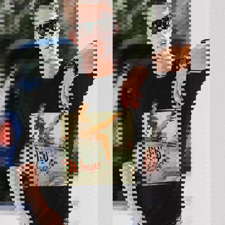 ピンナップガールの羽ビンテージポスターww2 長袖Tシャツ 彼への贈り物