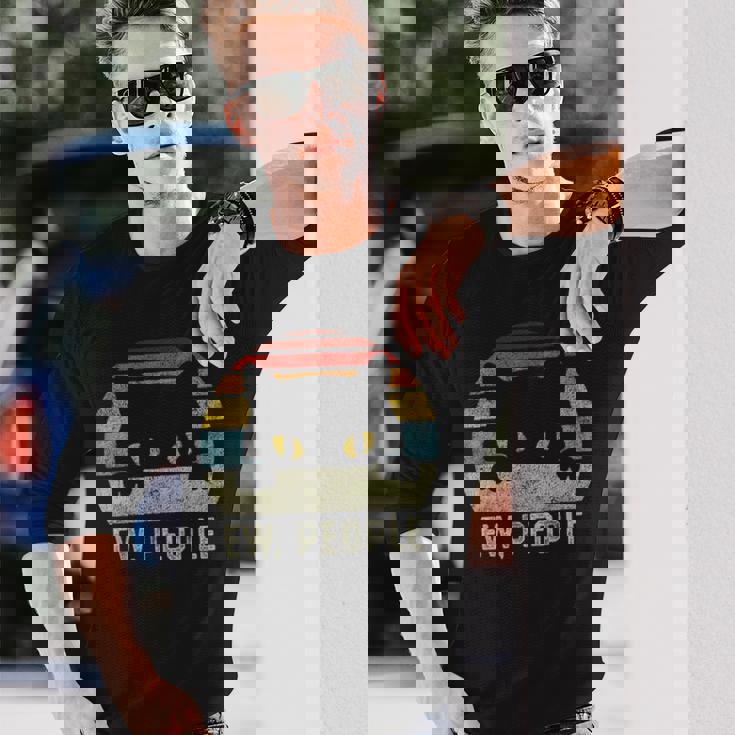 ピープルレトロキャットファンヴィンテージアンチソーシャルイントロバート 長袖Tシャツ 彼への贈り物