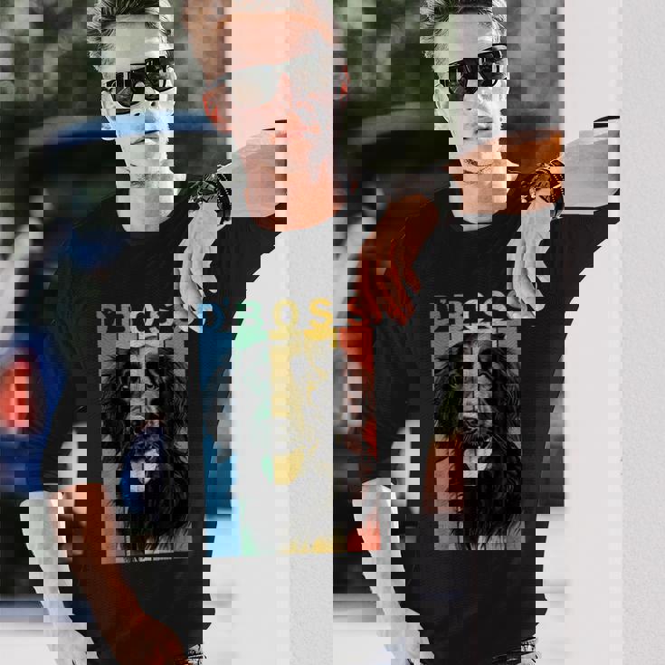 ファニーフラットコーテッドレトリバーボスママダッドドッグラバー 長袖Tシャツ 彼への贈り物