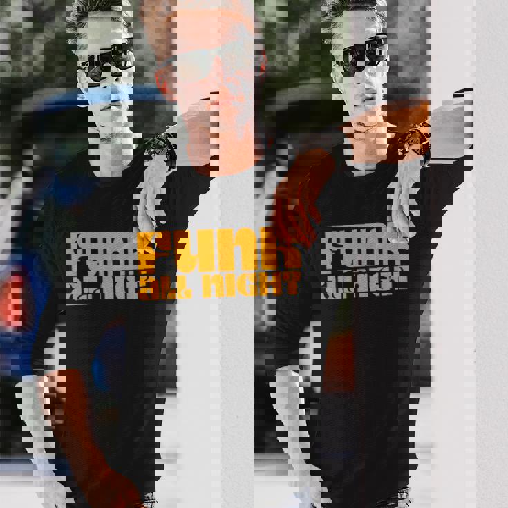 ファンク オールナイト 70年代 レトロ ソウル ファンク ディスコミュージック 長袖Tシャツ 彼への贈り物