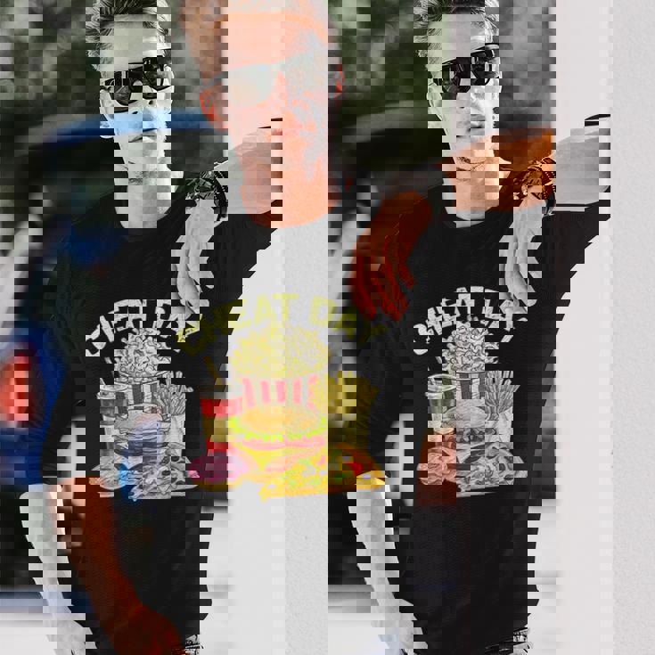 ファーストフード バーガー ピザ ドーナツ フィットネス ギフト スガロの日 長袖Tシャツ 彼への贈り物