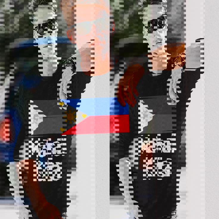 フィリピン国旗 Mahal Kita I Love You タガログ語 ピノイ フィリピン語 長袖Tシャツ 彼への贈り物