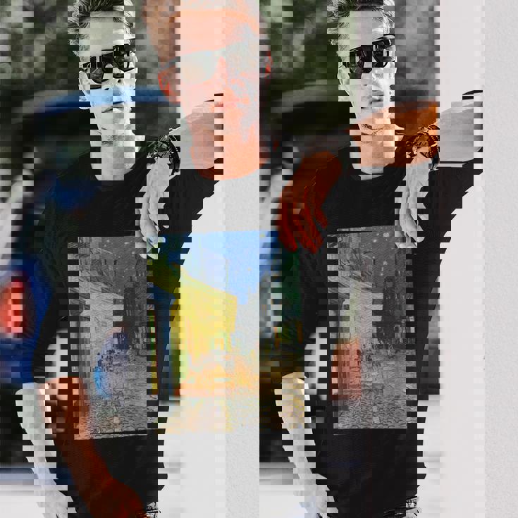 フィンセントファンゴッホの夜のカフェテラス 長袖Tシャツ 彼への贈り物