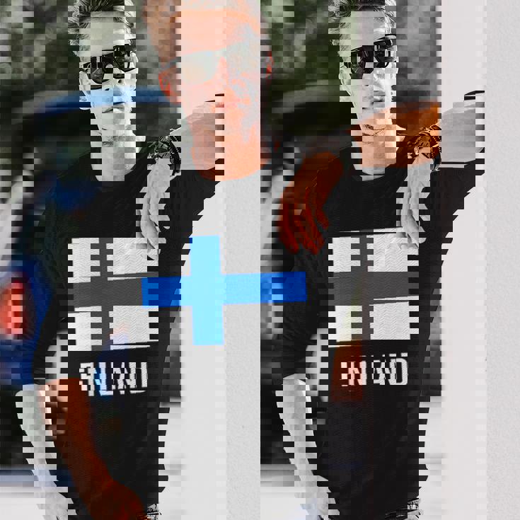 フィンランドの国旗 長袖Tシャツ 彼への贈り物