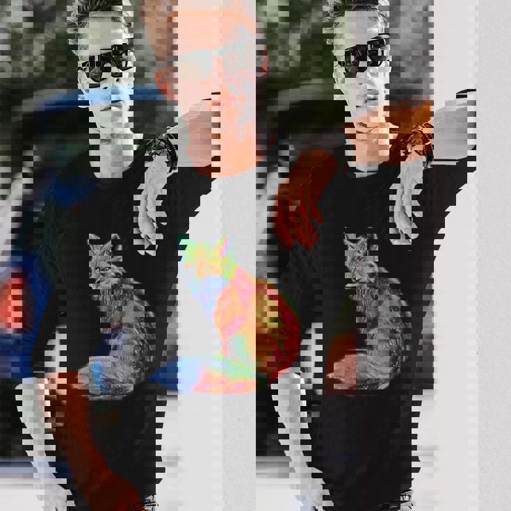 フォックス 賢いキツネ 森の動物たち 長袖Tシャツ 彼への贈り物