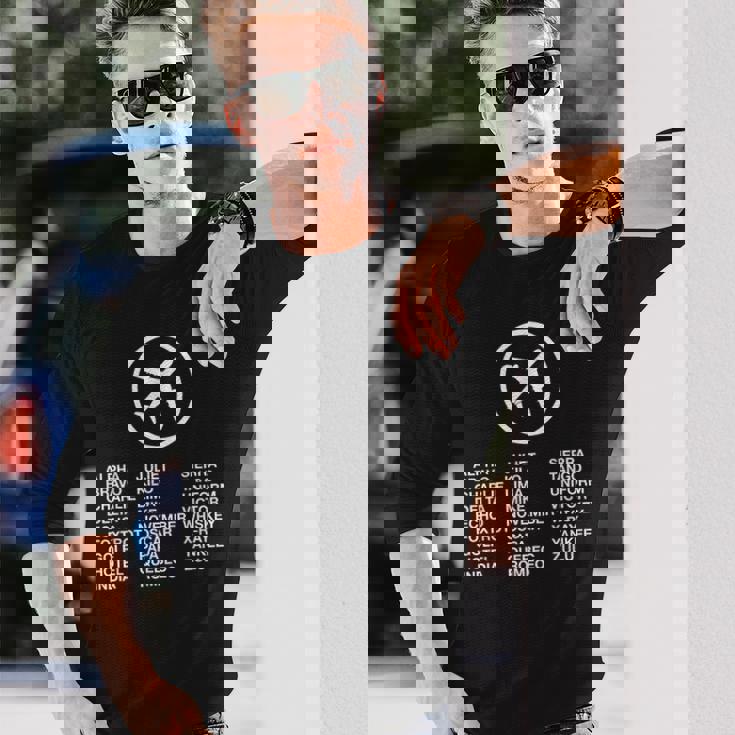 フォネティックコード飛行機パイロット 長袖Tシャツ 彼への贈り物