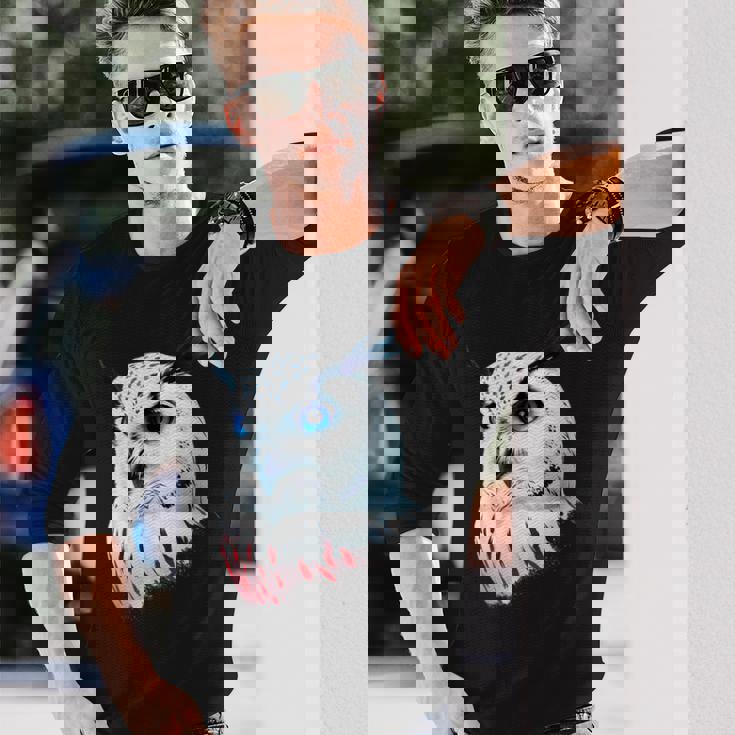 フクロウの傑作 雪フクロウ 鳥アート 動物 雪フクロウ 長袖Tシャツ 彼への贈り物