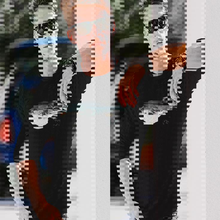 フグ 漁師デザイン 海洋愛好家向け 長袖Tシャツ 彼への贈り物