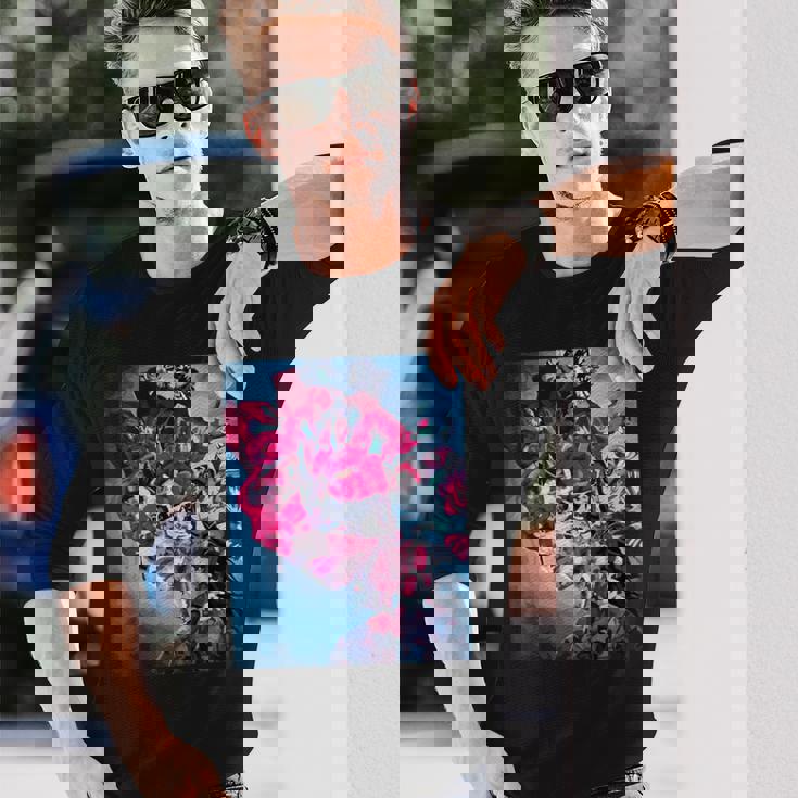 フラワー スカル フローラル シュガー ダーク アート グランジ エステティック ホラー 長袖Tシャツ 彼への贈り物