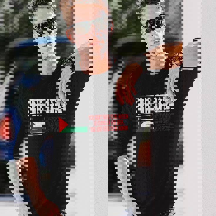 フリーガザ セーブガザ フリーパレスチナ パレスチナ 長袖Tシャツ 彼への贈り物