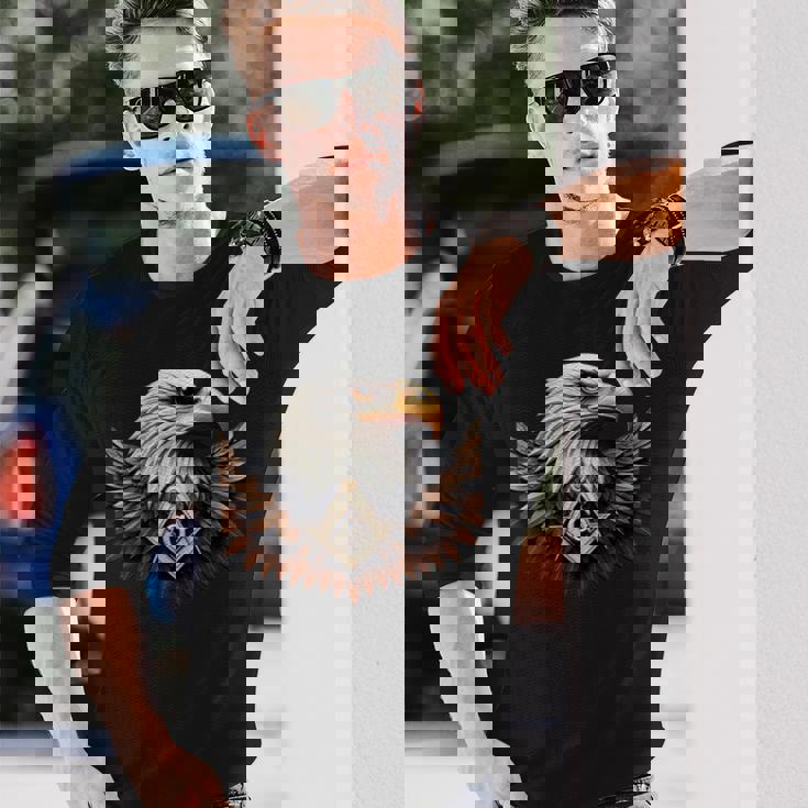 フリーメイソンs&C「知恵を持ったワシ」のシンボル。 長袖Tシャツ 彼への贈り物