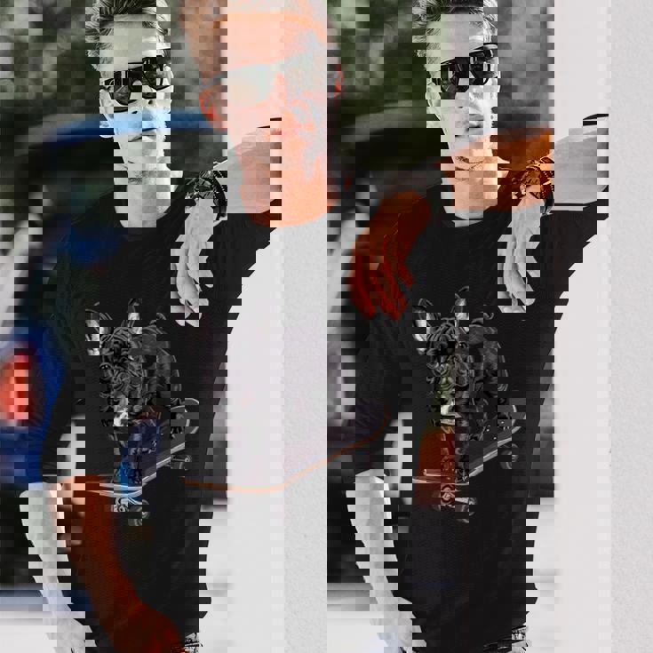 フレンチブルドッグ スケートボード 長袖Tシャツ 彼への贈り物