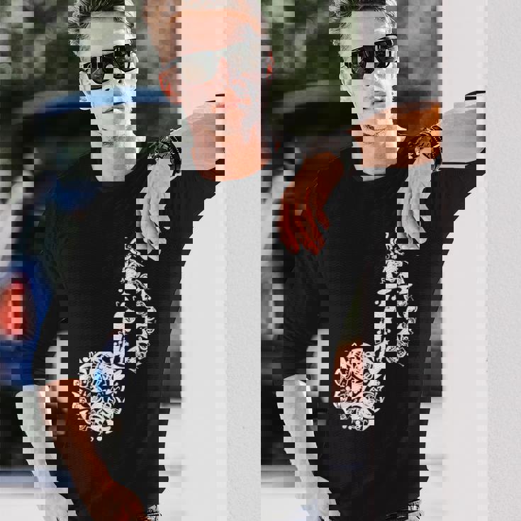 フレンチホルンのドローイング 長袖Tシャツ 彼への贈り物