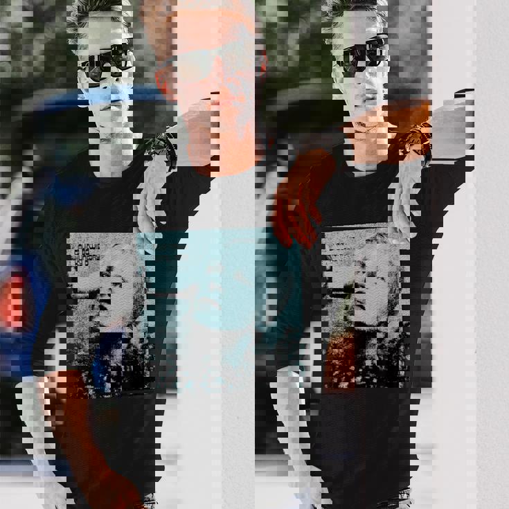 ブライアン・ウォードによるデヴィッド・ボウイ ハンキードリー ブルー 写真 長袖Tシャツ 彼への贈り物