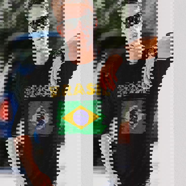 ブラジルの国旗 Brasil 長袖Tシャツ 彼への贈り物