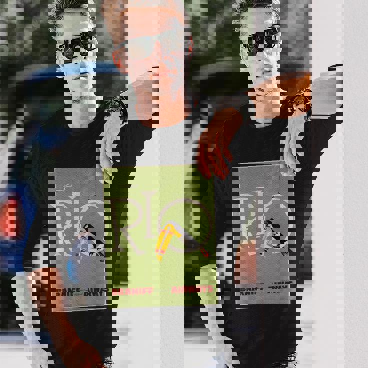 ブラジルオオハシ航空ヴィンテージ旅行ポスターリオデジャネイロ 長袖Tシャツ 彼への贈り物