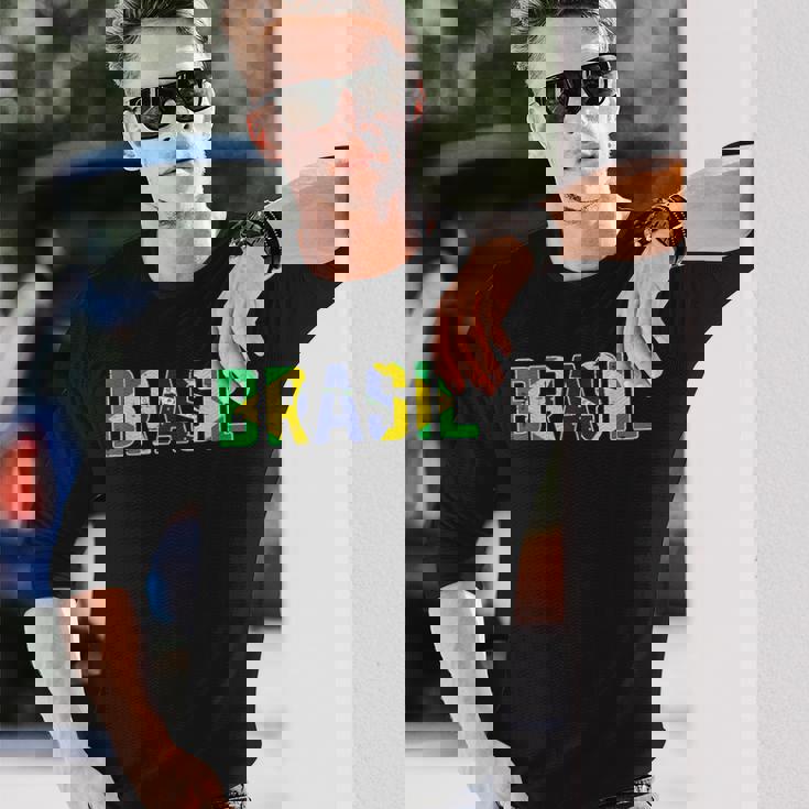 ブラジル国旗 ブラジリアンサッカーファン メンズ レディース ボーイズ ガールズ キッズ 長袖Tシャツ 彼への贈り物