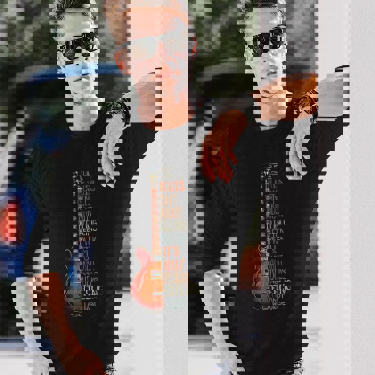 ブルース音楽ギターギタリストのギタリストのためのおかしいギフト 長袖Tシャツ 彼への贈り物