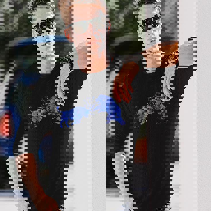 ブル対ベア株式市場投資家トレーダー 長袖Tシャツ 彼への贈り物