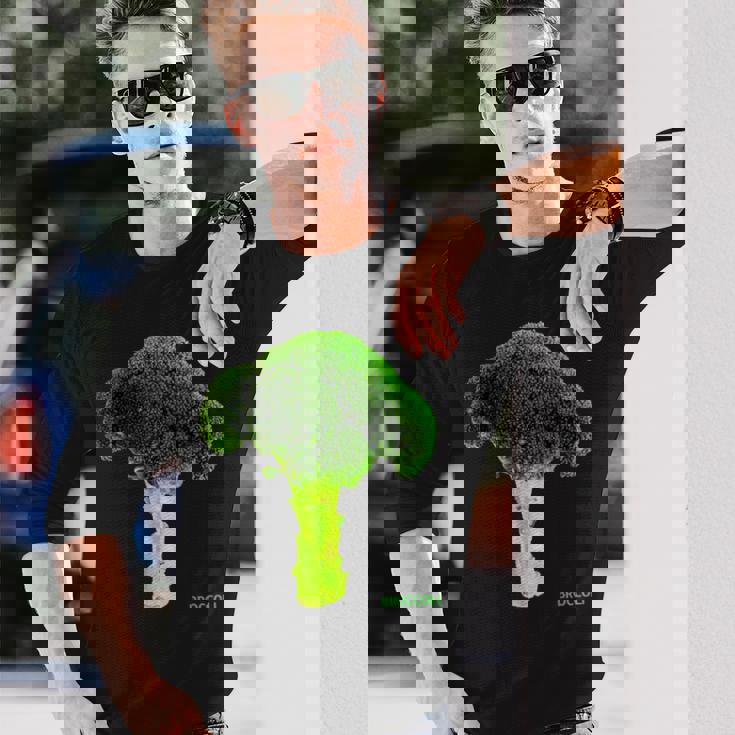 ブロッコリー 大 写真 & 文字 Broccoli Big Photo & Text 長袖Tシャツ 彼への贈り物