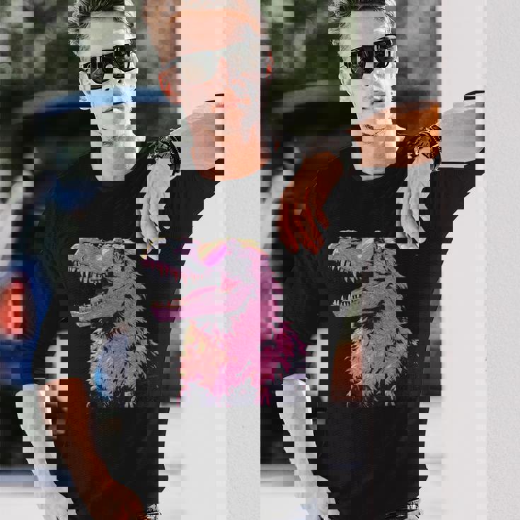 ヘアリー T-Rex パステルゴス ティラノサウルス 恐竜 サングラス 長袖Tシャツ 彼への贈り物