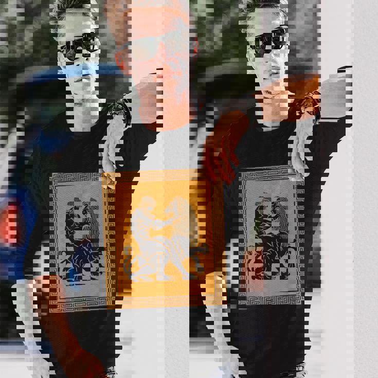 ヘラクレスライオン ギリシャ神話 古代神話 歴史アート 長袖Tシャツ 彼への贈り物