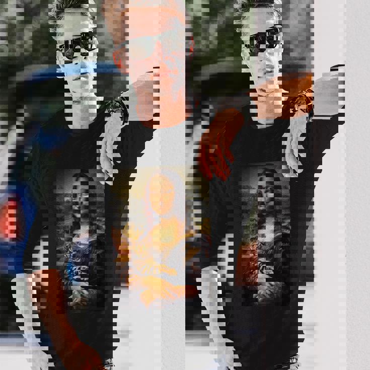 ベンガル猫 モナリザ 絵画 アート ママ お父さん 長袖Tシャツ 彼への贈り物