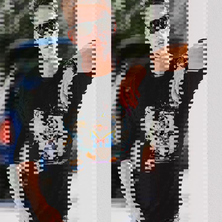 ペンギン 水兵 セーラー襟 錨マーク リボン 可愛い 赤 青 黄色 ピンク 水色 長袖Tシャツ 彼への贈り物