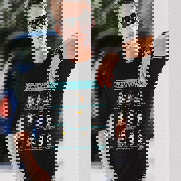 ペンギンの種類 ペンギン好き 野生動物 北極 シーバードファン 長袖Tシャツ 彼への贈り物