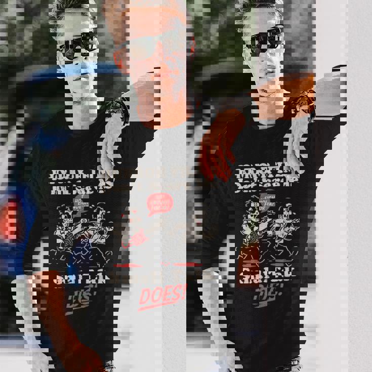 ホラー映画は怖がらない、小さな話をする、おもしろい不安 長袖Tシャツ 彼への贈り物