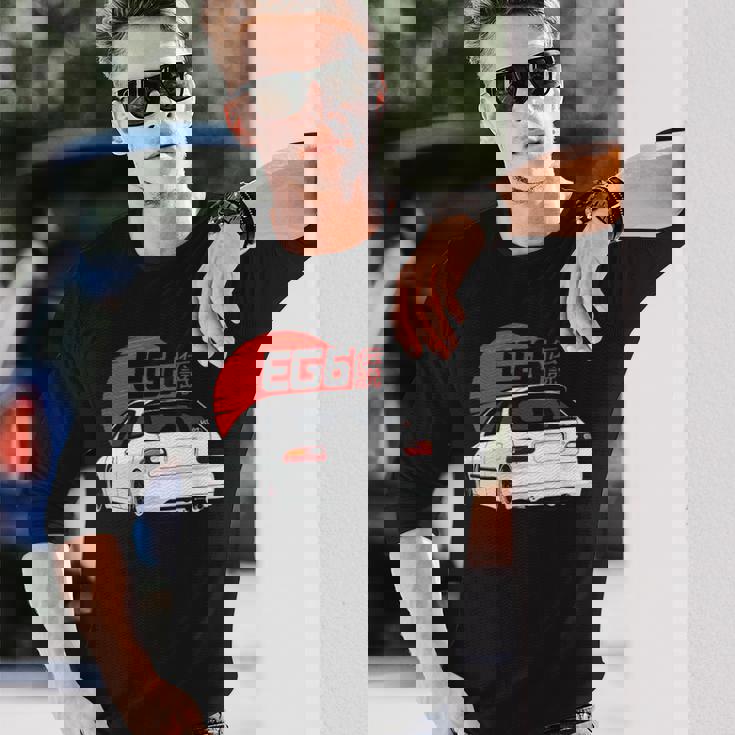 ホワイトハッチシビック Eg6-クラシック Jdm 長袖Tシャツ 彼への贈り物