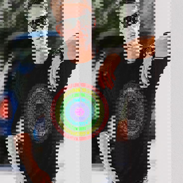 ホ・オポノポノの祈りの言葉クラウドアート 長袖Tシャツ 彼への贈り物