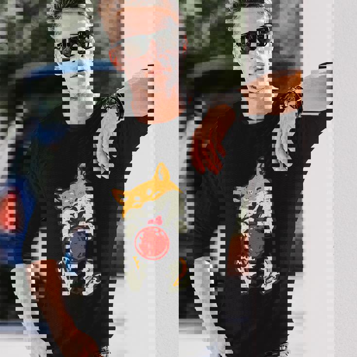 ボウリング 柴犬 犬 ポケット カワイイ ボウラー メンズ レディース キッズ 長袖Tシャツ 彼への贈り物