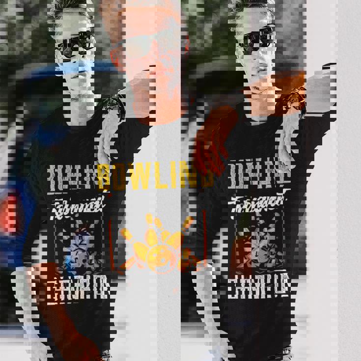 ボウリング大会優勝 クルー ボウリング チーム ホビー ボウラー 長袖Tシャツ 彼への贈り物