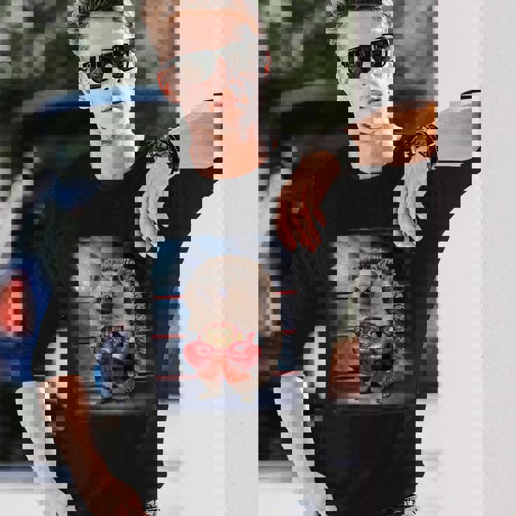 ボクシングチャンピオン ハリネズミファイター 長袖Tシャツ 彼への贈り物