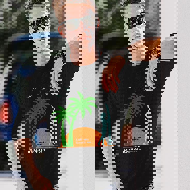 ボラカイ島 ヤシの木 サーフボード 日没 フィリピン ビーチ サーファーガール 東南アジア 島 贈り物 海 お土産 セブ 長袖Tシャツ 彼への贈り物