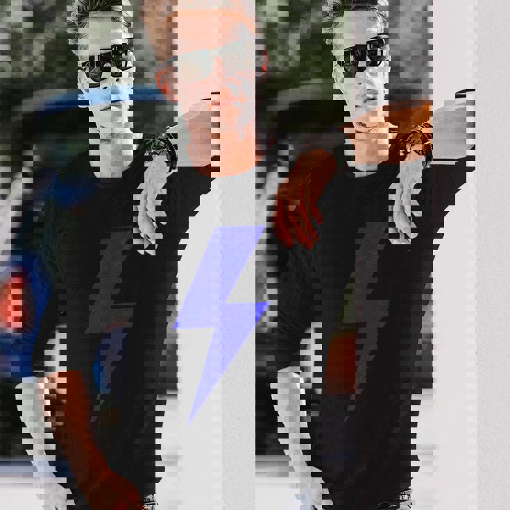 ボルト ライトニング ブルー デザイン チーム 長袖Tシャツ 彼への贈り物