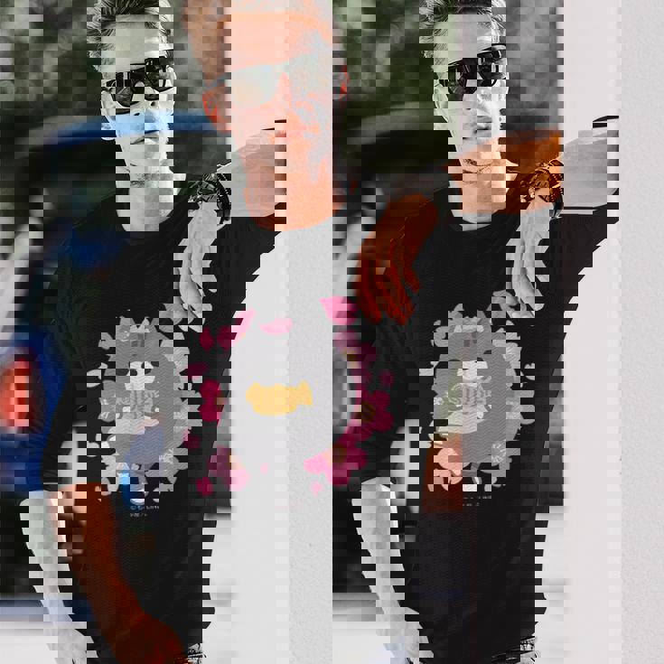 ボンレス犬とボンレス猫 桜 ボンレス猫 長袖Tシャツ 彼への贈り物