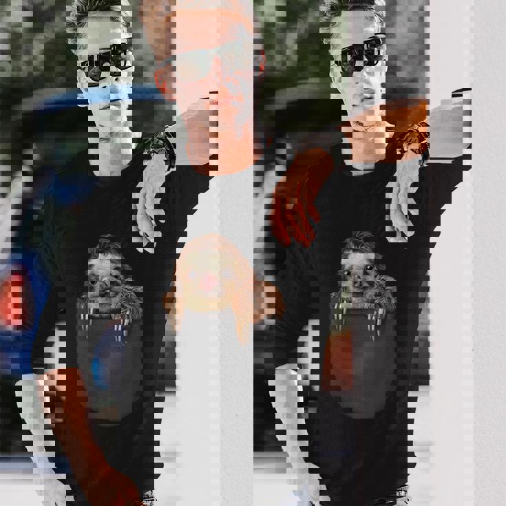 ポケット ナマケモノ 長袖Tシャツ 彼への贈り物