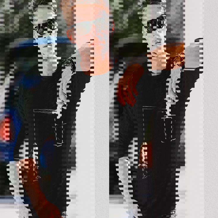 ポケットに入ったマグロ 魚釣り 面白い漁師 長袖Tシャツ 彼への贈り物